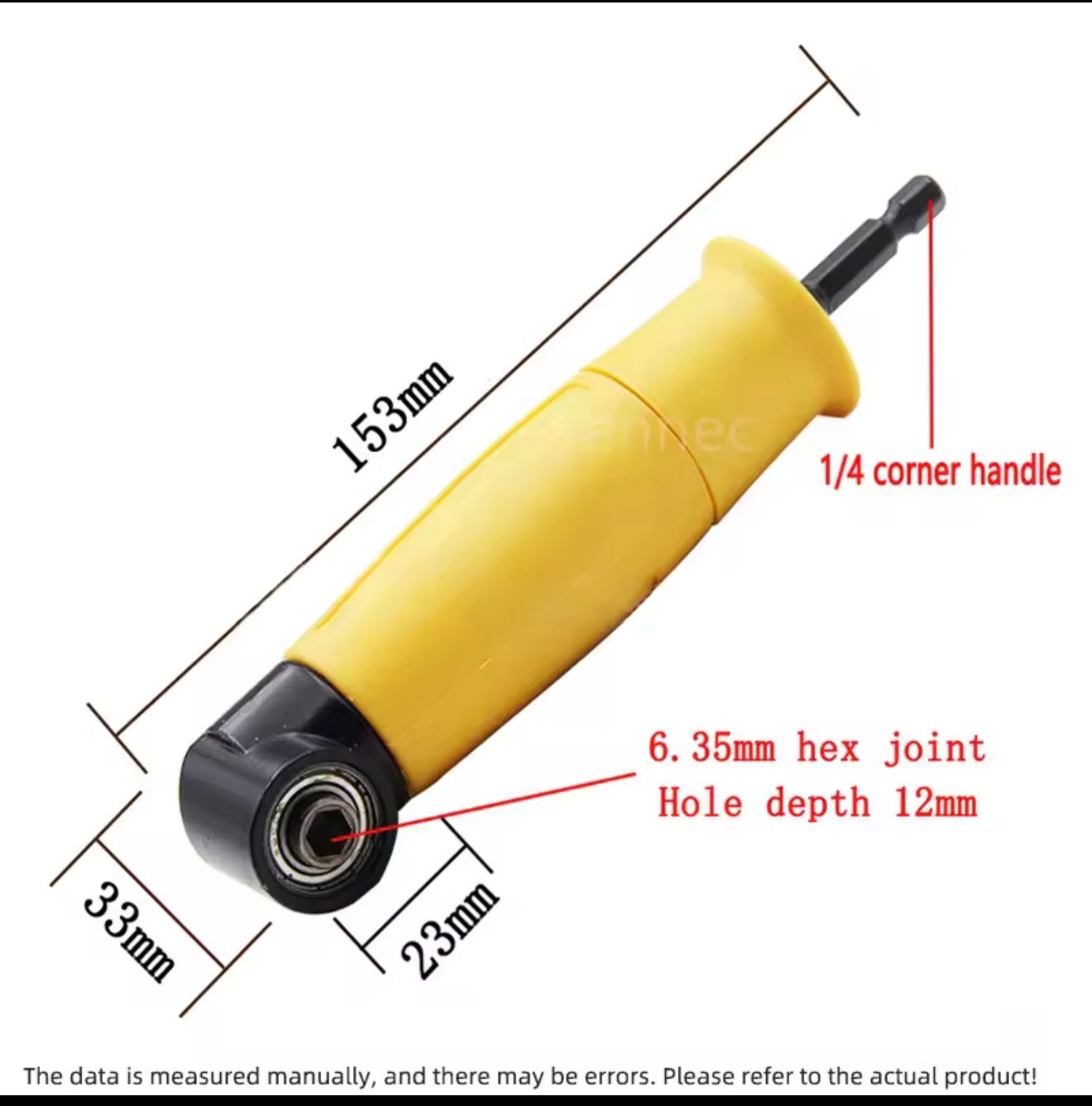 Hexagonal 1/4” 90° Extended Corner Tool Right Angle attachment