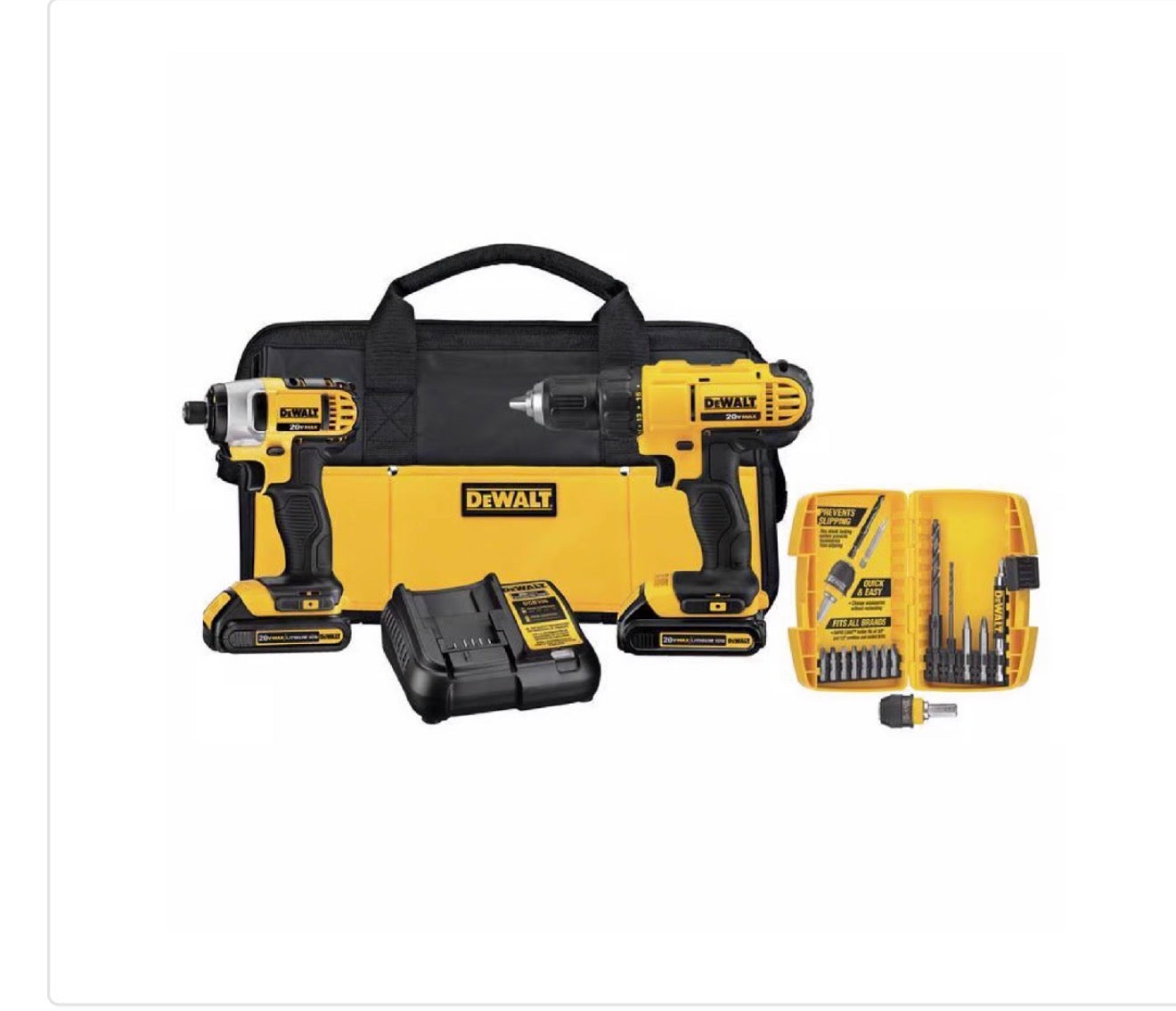 DeWalt 20V MAX compact drill/driver and impact driver kit
