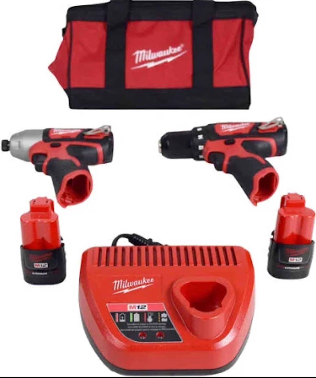 MILWAUKEE M12 2-Tool Combo Kit w/charger and two batteries